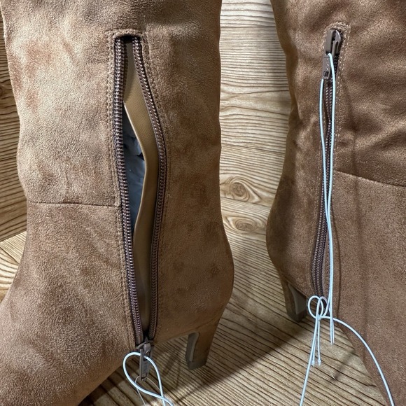 Universal Thread Kendra Boots Sz 7.5 Kitten Heel 18" Tall Dress Chestnut Brown - Picture 4 of 13